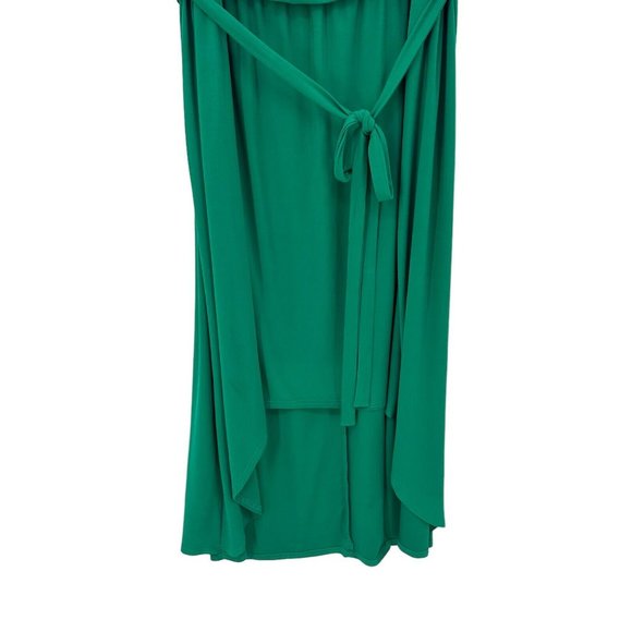 Catherines Size 3X Sleeveless Stretchy Hi Lo Hem Dress Green Silver Studs MIDI - Picture 5 of 12